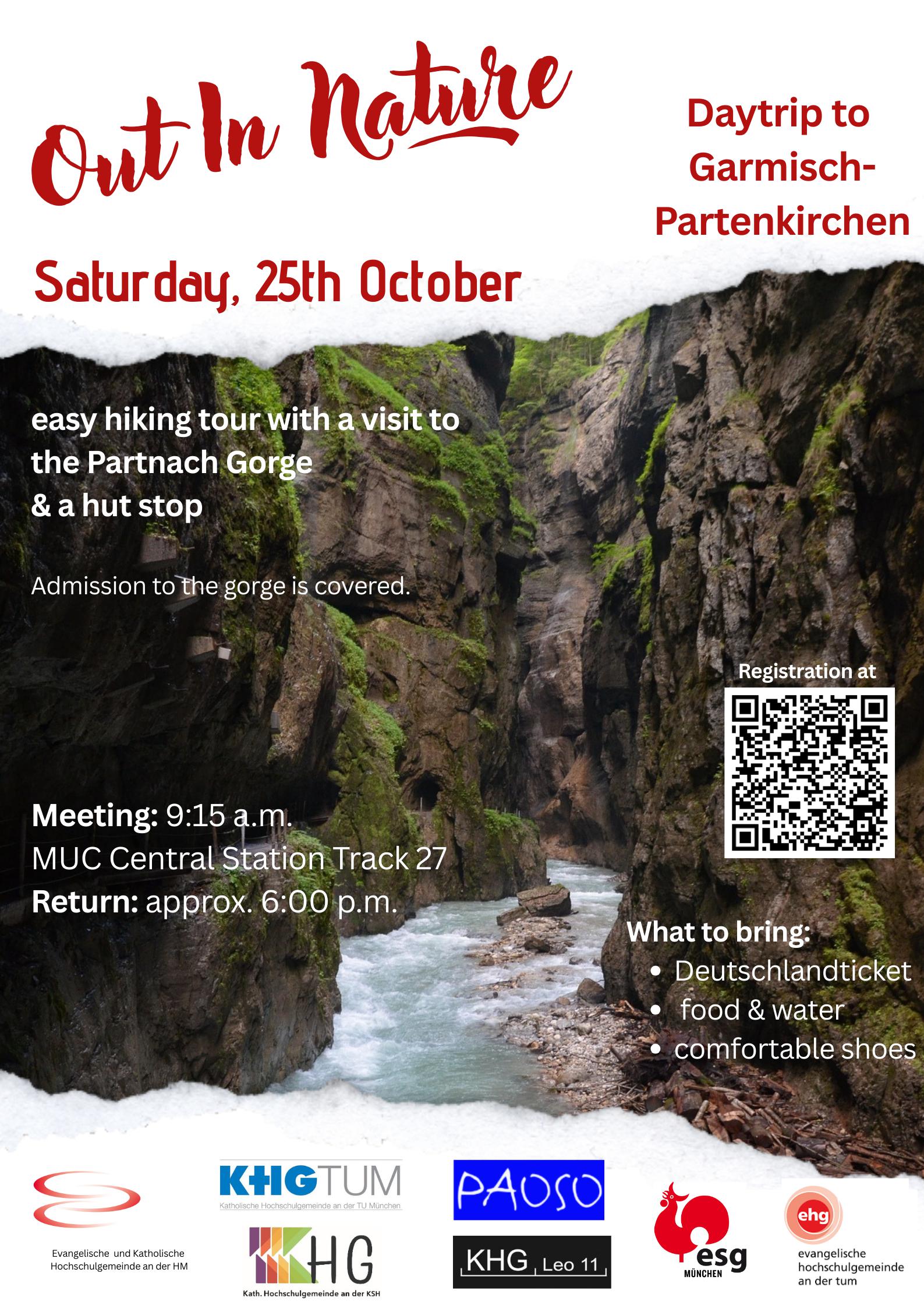 Infoplakat Ausflug Out in Nature 25. Oktober